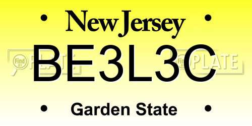 BE3L3C New Jersey License Plate