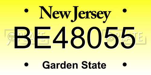 BE48055 New Jersey License Plate