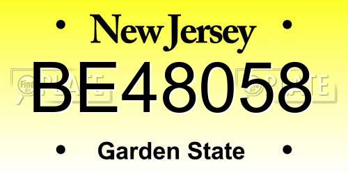 BE48058 New Jersey License Plate