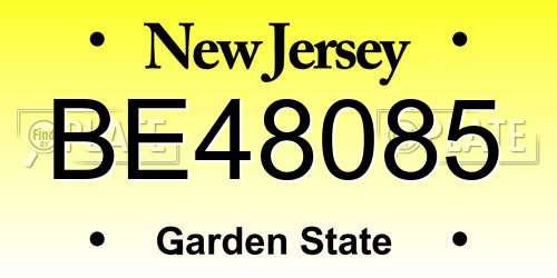 BE48085 New Jersey License Plate