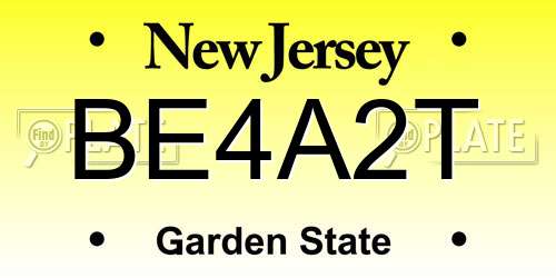 BE4A2T New Jersey License Plate
