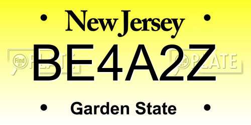 BE4A2Z New Jersey License Plate