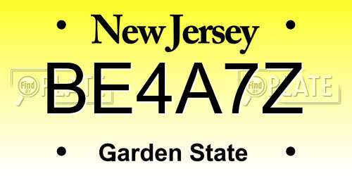 BE4A7Z New Jersey License Plate