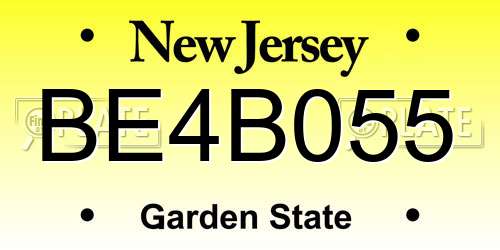 BE4B055 New Jersey License Plate