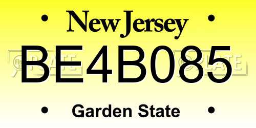 BE4B085 New Jersey License Plate