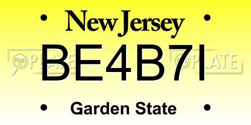 BE4B7I New Jersey License Plate