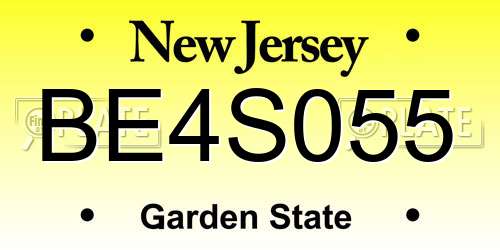 BE4S055 New Jersey License Plate