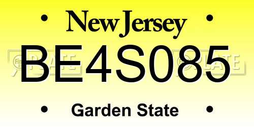 BE4S085 New Jersey License Plate