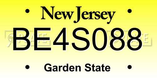 BE4S088 New Jersey License Plate