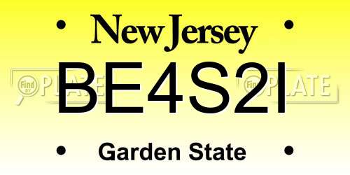 BE4S2I New Jersey License Plate