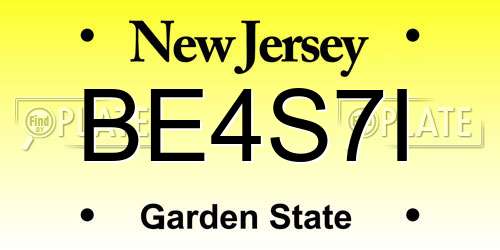 BE4S7I New Jersey License Plate