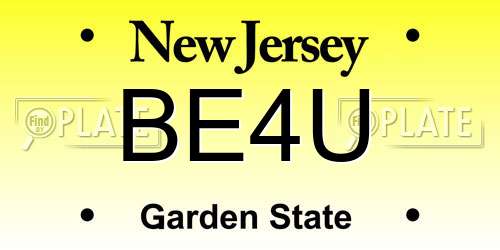 BE4U New Jersey License Plate