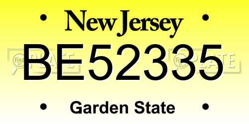 BE52335 New Jersey License Plate