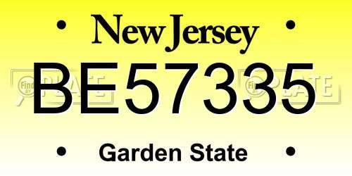 BE57335 New Jersey License Plate
