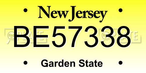 BE57338 New Jersey License Plate