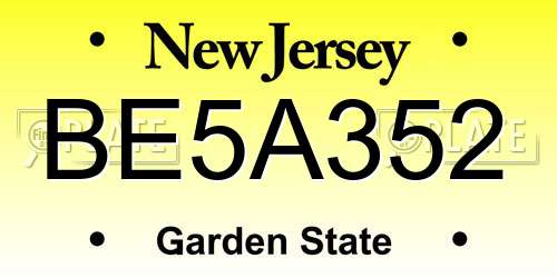 BE5A352 New Jersey License Plate