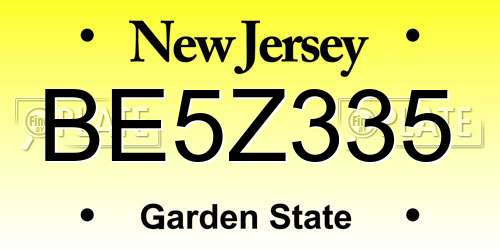 BE5Z335 New Jersey License Plate