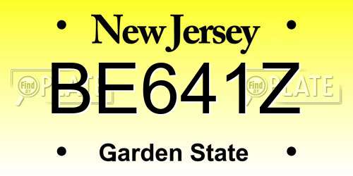 BE641Z New Jersey License Plate