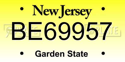 BE69957 New Jersey License Plate