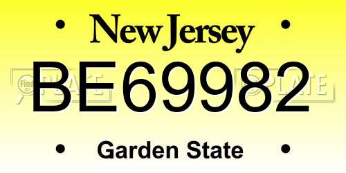 BE69982 New Jersey License Plate