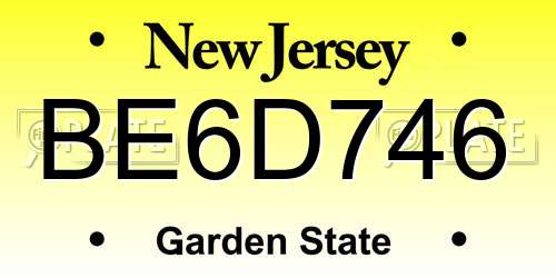 BE6D746 New Jersey License Plate