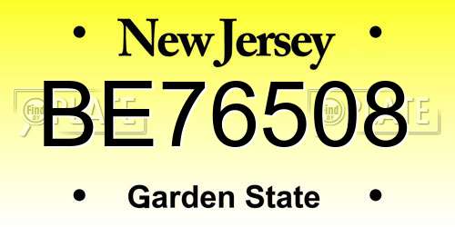 BE76508 New Jersey License Plate