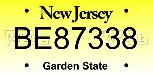 BE87338 New Jersey License Plate