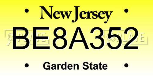 BE8A352 New Jersey License Plate