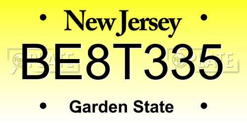 BE8T335 New Jersey License Plate
