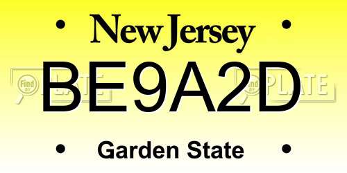 BE9A2D New Jersey License Plate