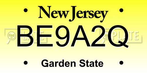 BE9A2Q New Jersey License Plate