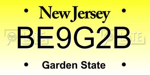 BE9G2B New Jersey License Plate