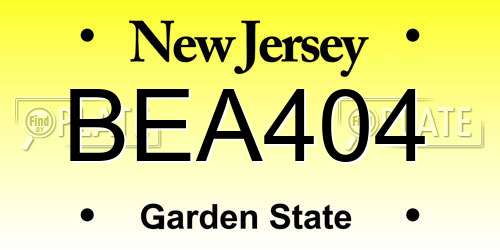 BEA404 New Jersey License Plate