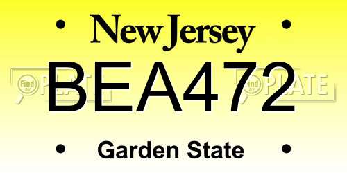 BEA472 New Jersey License Plate