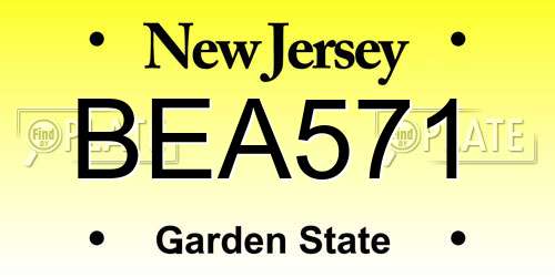 BEA571 New Jersey License Plate