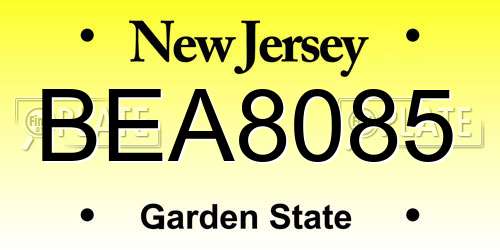 BEA8085 New Jersey License Plate