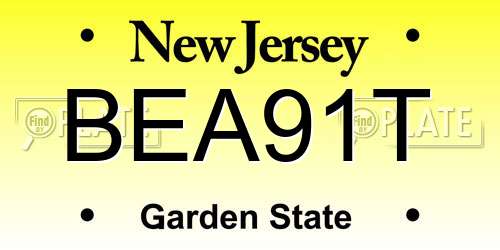 BEA91T New Jersey License Plate