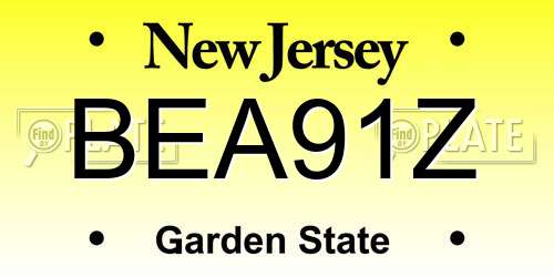 BEA91Z New Jersey License Plate