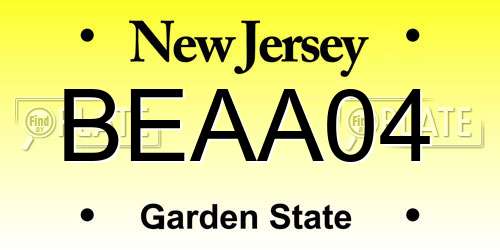 BEAA04 New Jersey License Plate