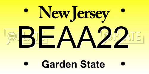 BEAA22 New Jersey License Plate