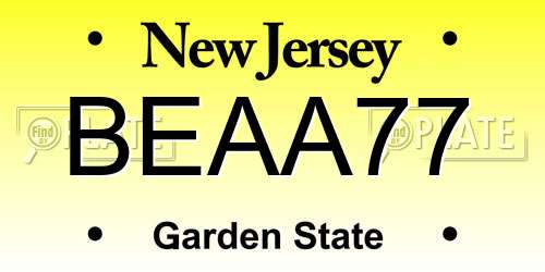 BEAA77 New Jersey License Plate