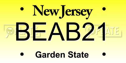 BEAB21 New Jersey License Plate