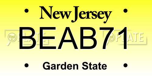 BEAB71 New Jersey License Plate