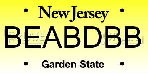 BEABDBB New Jersey License Plate
