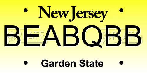 BEABQBB New Jersey License Plate