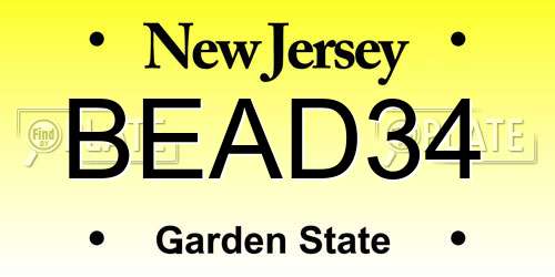 BEAD34 New Jersey License Plate