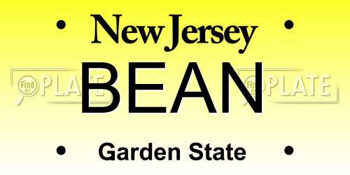 BEAN New Jersey License Plate