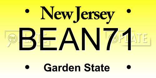 BEAN71 New Jersey License Plate