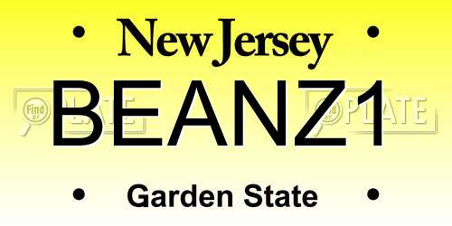 BEANZ1 New Jersey License Plate