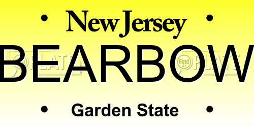 BEARBOW New Jersey License Plate
